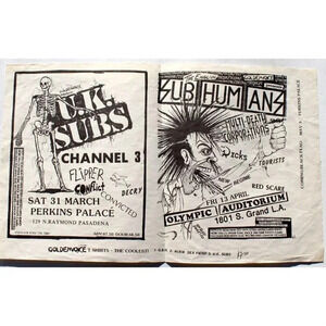 Vtg Rock Thrash Heavy Metal Band Concert Flyer - Goldenvoice U.K. Subs